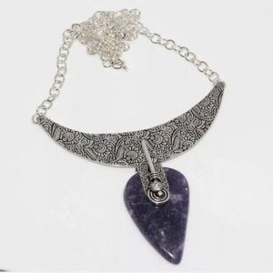 New Unique Lepidolite Silver Necklace.